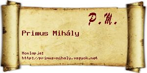 Primus Mihály névjegykártya